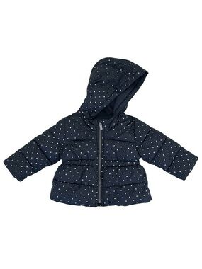 Old Navy Infant 6-12 M Winter Puffer Jacket Navy Blue Polka Dot